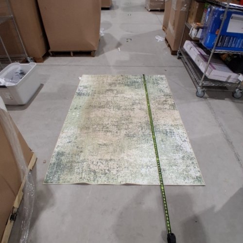 BERTHMEEER NON SLIP ABSTRACT POLYESTER AREA RUG - 5FT X 7FT - CREAM AND GREEN image 5