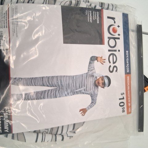BOYS RUBIES MUMMY COSTUME - MEDIUM (8/10) - WHITE / BLACK (ITEM: 1001654) image 2