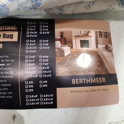 BERTHMEER FLORAL PATTERN AREA RUG - 5FT X 7FT - BLUE AND IVORY image 3