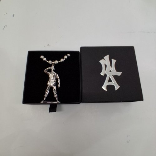 ADULTS NLA BEADED NECKLACE WITH SOLDIER FIGURE PENDANT - 2.5" - SILVER-TONE image 3