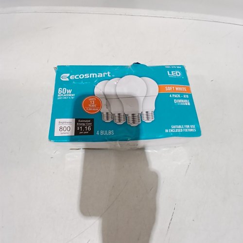 4PK ECOSMART A19 LED LIGHT BULBS - 60W EQUIVALENT - MEDIUM BASE E26 - SOFT WHITE 800LM (MODEL: A11A19A60WDUL12) image 3
