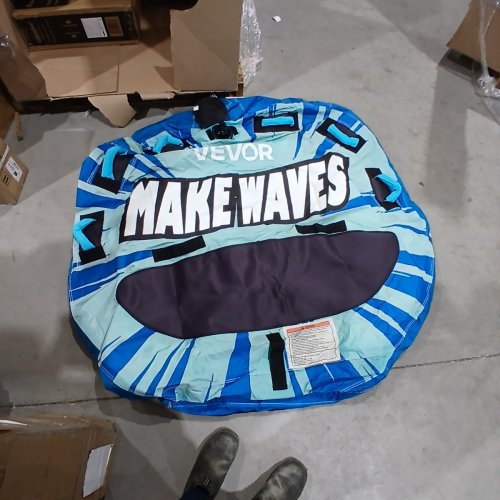 VEVOR MAKE WAVES TOWABLE TUBE FOR BOATING - 1 TO 3 RIDERS - 60" - BLUE / BLACK image 2