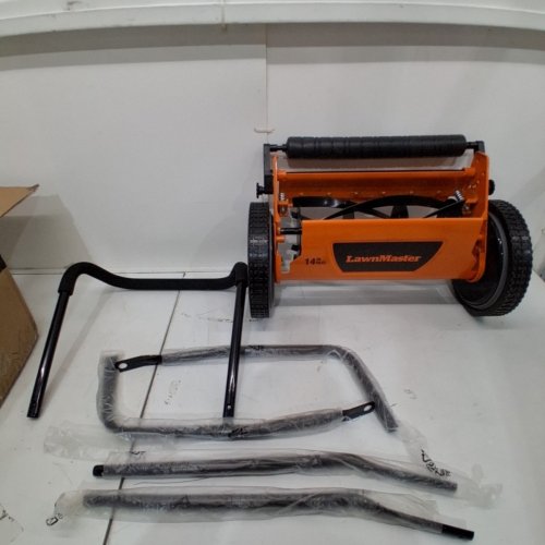 LANMASTER PUSH REEL LAWN MOWER - 14" - BLACK/ORANGE (MODEL: LMRM1401) image 2