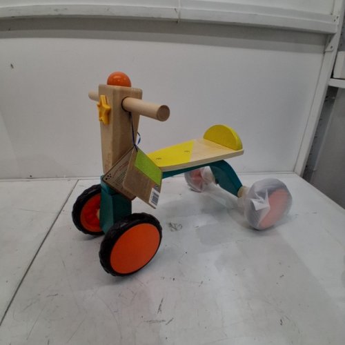 B.TOYS SMOOTH RIDER RIDE ON WOODEN TODDLER BIKE - 90LBS CAPACITY - 18+ MONTHS- GREEN/ORANGE/YELLOW (MODEL: ‎BX2138C1Z) image 2