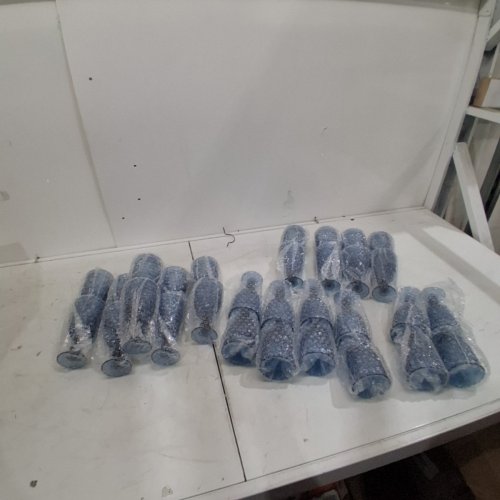 30PK DECORATIVE PLASTIC WINE CUPS - BLUE image 2