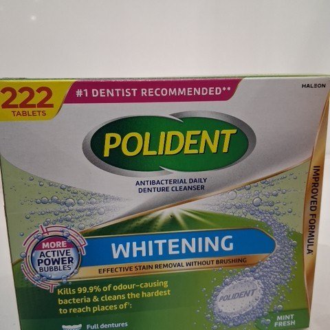 222 TABLETS POLIDENT DAILY WHITENING DENTURE CLEANER image 3