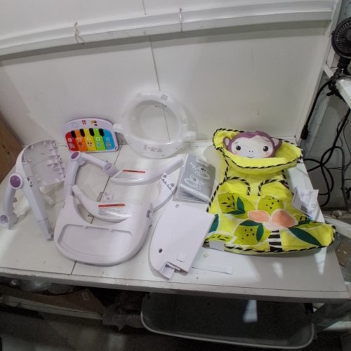 FISHER-PRICE KICK AND PLAY BABY ACTIVITY SEAT - 11.8" X 21.3" - PURPLE AND LIME GREEN (MODEL: JGG60) image 3