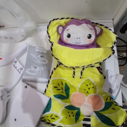 FISHER-PRICE KICK AND PLAY BABY ACTIVITY SEAT - 11.8" X 21.3" - PURPLE AND LIME GREEN (MODEL: JGG60) image 7