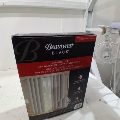 (2 PANEL) BEAUTYREST GROMMET TOP BLACKOUT CURTAIN WITH LINER - 52" X 90" - WHITE/GREY (MODEL: 6699105) image 3