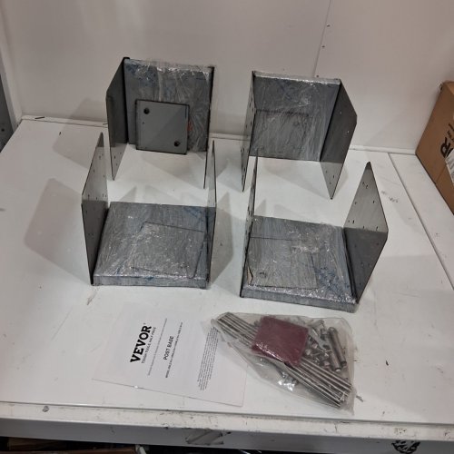 4PK VEVOR POST BASE ANCHOR BRACKET PLATE FOR PORCH OR DECK - 8" X 8" - STAINLESS STEEL (MODEL: BBLZ-8IN-4) image 2