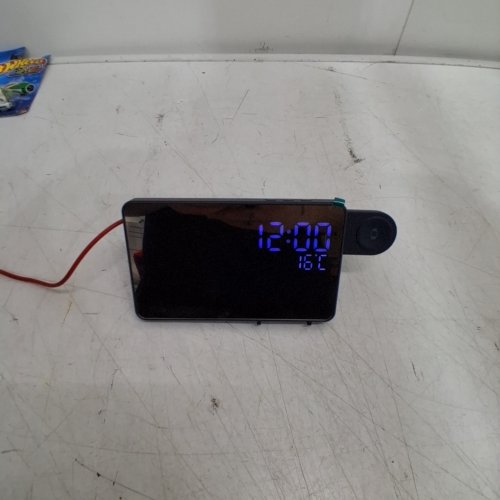 DIGITAL CLOCK WITH WATCH CHARGER - 7" X 4" - BLACK image 2