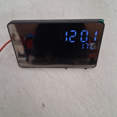 DIGITAL CLOCK WITH WATCH CHARGER - 7" X 4" - BLACK image 3