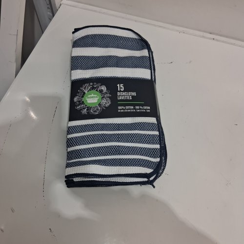 15PK KITCHEN WORKS DISHCLOTHS - 14" X 14" - BLUE/WHITE (MODEL: 7700100) image 2