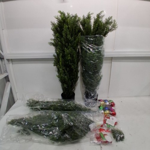 2PK ARTIFICIAL FAUX CEDAR TOPIARY TREE WITH CHRISTMAS DECORATIONS - 5FT - GREEN (MODEL: SM-BS-150) image 2