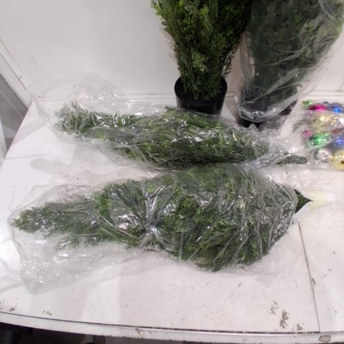 2PK ARTIFICIAL FAUX CEDAR TOPIARY TREE WITH CHRISTMAS DECORATIONS - 5FT - GREEN (MODEL: SM-BS-150) image 4