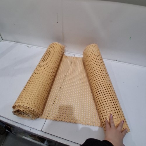 PLASTIC CANE RATTAN WEBBING SHEET - 2FT X 15FT - TAN/BEIGE image 3