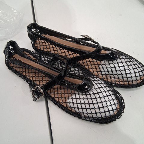WOMEN'S MESH MARY JANE FLAT SHOES - SIZE 9 (42) - BLACK image 2