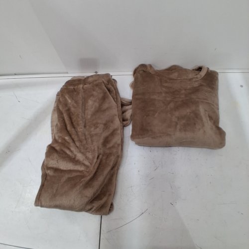 2PC WOMENS SOFT LONG SLEEVE TOP AND PANTS SET - XXL - BROWN image 2