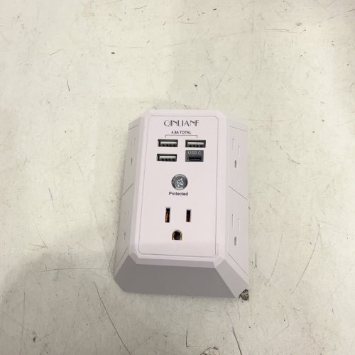 QINLIANE SURGE PROTECTOR WITH USB-C & 5 AC OUTLETS - 1875W - 5V/4.8A - WHITE - (MODEL: HR-519D) image 3