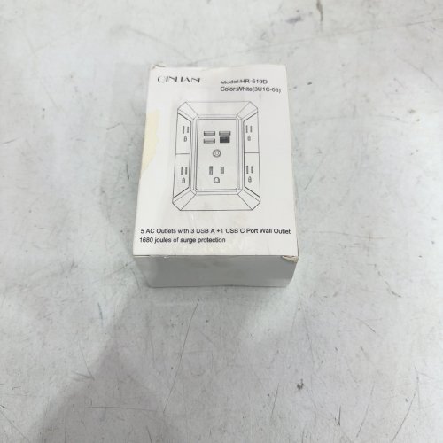 QINLIANE SURGE PROTECTOR WITH USB-C & 5 AC OUTLETS - 1875W - 5V/4.8A - WHITE - (MODEL: HR-519D) image 4