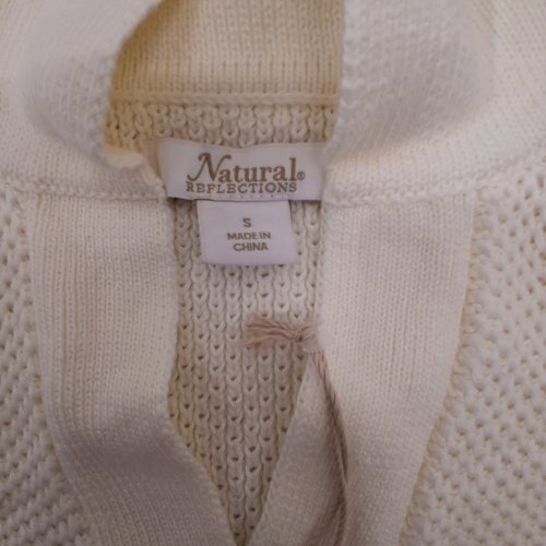NATURAL REFLECTIONS STRIPED ZIP-NECK KNIT SWEATER - SMALL - CREAM AND PINK image 4