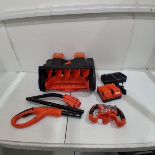 VOLTASK CORDLESS ELECTRIC SNOW SHOVEL WITH CHARGER AND LED LIGHTS - 16" - 48V - BLACK/ORANGE (MODEL: CSS004-160) image 3