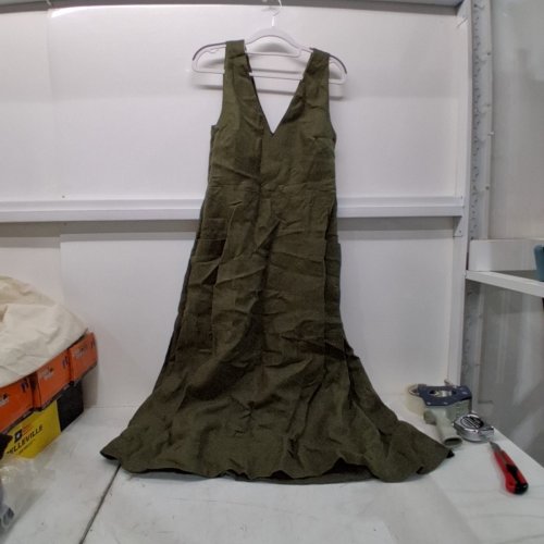 WOMAN'S BANANA REPUBLIC LINEN POCKET DRESS - EXTRA SMALL - FOREST GREEN image 2