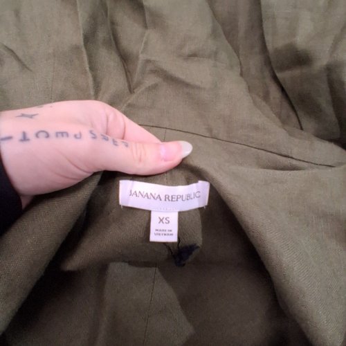 WOMAN'S BANANA REPUBLIC LINEN POCKET DRESS - EXTRA SMALL - FOREST GREEN image 3
