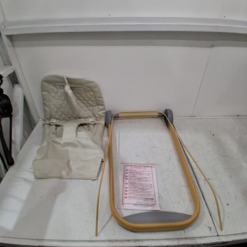 FODOSS PORTABLE BABY BOUNCER SEAT - 20LBS CAP - 28" X 17.7" X 20" - BEIGE/WOOD (MODEL: OD-R12) image 2