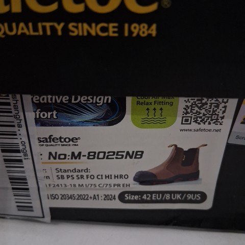 MEN'S SAFETOE SAFETY BOOTS - SIZE 9 - BROWN/BLACK (MODEL: M-8025NB) image 4