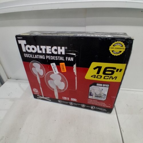 TOOLTECH 3-SPEED OSCILLATING PEDESTAL FAN - 16" - WHITE (MODEL: 100077) image 5