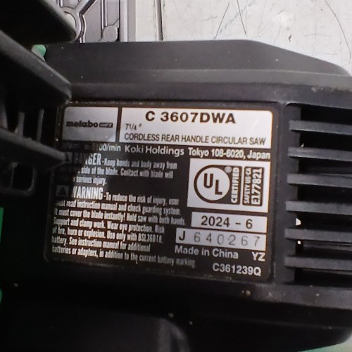 METABO HPT CORDLESS REAR HANDLE CIRCULAR SAW - 7-1/4" BLADE - GREEN/BLACK (MODEL: C3607DWA) image 5