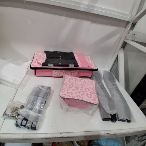 KTAXON MAKEUP VANITY TABLE WITH MIRROR AND STOOL - PINK / WHITE - (MODEL: G666-G13003354) image 2