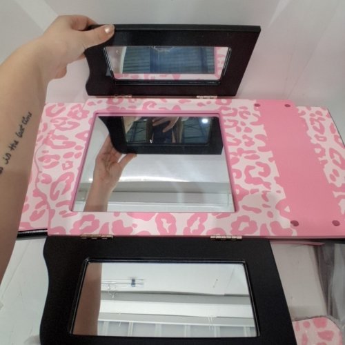 KTAXON MAKEUP VANITY TABLE WITH MIRROR AND STOOL - PINK / WHITE - (MODEL: G666-G13003354) image 4