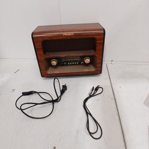 PRUNUS CORDED/WIRELESS RETRO VINTAGE-STYLE BLUETOOTH RADIO & SPEAKER - BROWN WOODGRAIN (MODEL: J-199) image 3