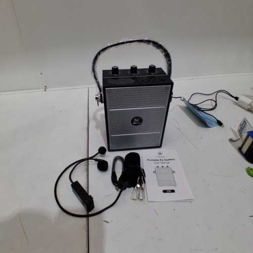 2PC WINBRIDGE PORTABLE PA KARAOKE SYSTEM WITH HEADSET - 40W- 5.5" X 7.1" X 3.5"- BLACK (MODEL: S98 PRO) image 4