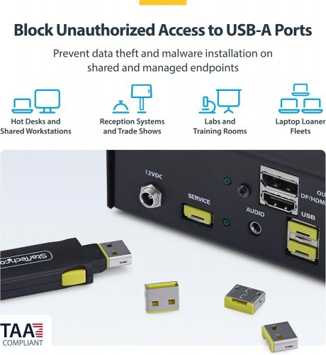 STARTECH USB-A PORT BLOCKER KEY WITH 4 LATCHING DUST COVER PLUGS image 2