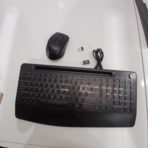 2PC BLUEFINGER ERGONOMIC RGB BACKLIT WIRELESS SILENT KEYBOARD AND MOUSE COMBO - USB/USB-C - BLACK image 3