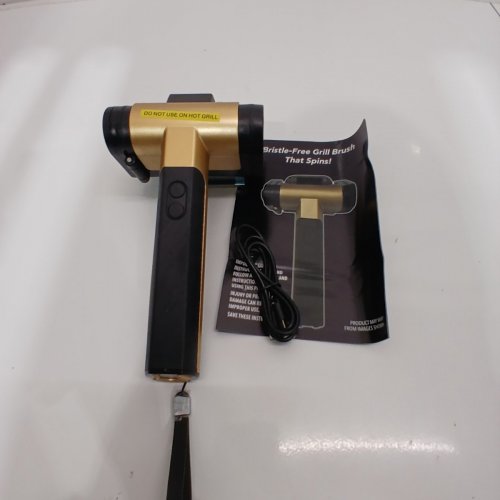 BRISTLE-FREE CORDLESS RECHARGEABLE GRILL BRUSH - 350 RPM - GOLD AND BLACK image 2