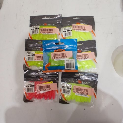 7 ASSORTED SWIRL TAIL FISHING GRUB LURES - 4" - CHARTREUSE AND PINK image 2