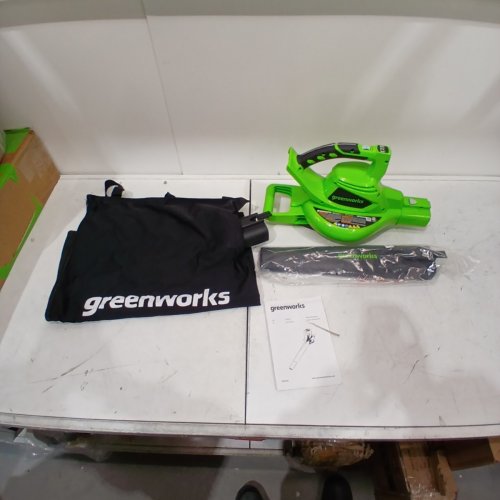 GREENWORKS 2-SPEED LEAF BLOWER/VACUUM, TOOL ONLY - 375CFM/230MPH - GREEN/BLACK (MODEL: BVF443) image 2