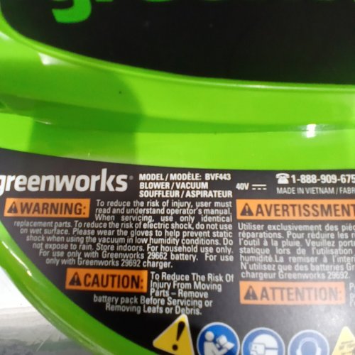 GREENWORKS 2-SPEED LEAF BLOWER/VACUUM, TOOL ONLY - 375CFM/230MPH - GREEN/BLACK (MODEL: BVF443) image 4