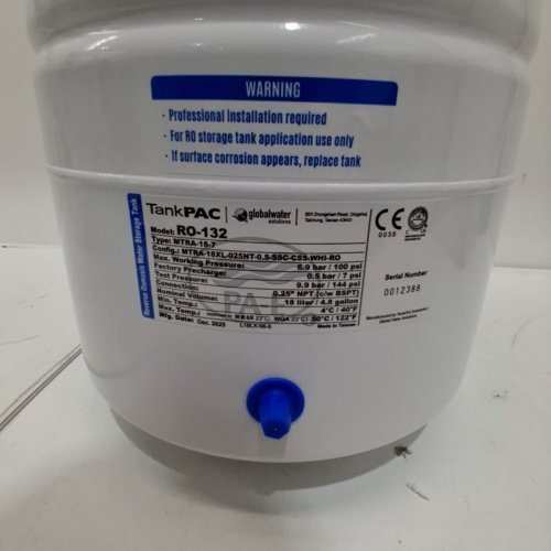 PA-ESTAINLESS STEEL REVERSE OSMOSIS STORAGE WATER TANK - 4.5GALLON / 1/4" PORT - WHITE - (MODEL: RO-132 ) image 3