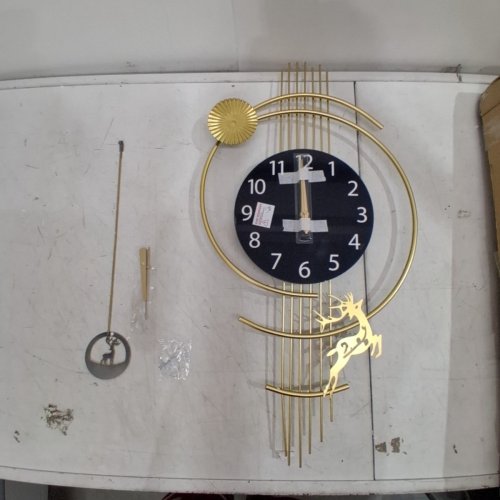 BATTERY OPERATED DECORATIVE OVERSIZED MODERN WALL CLOCK - 32" - GOLD/BLACK image 2