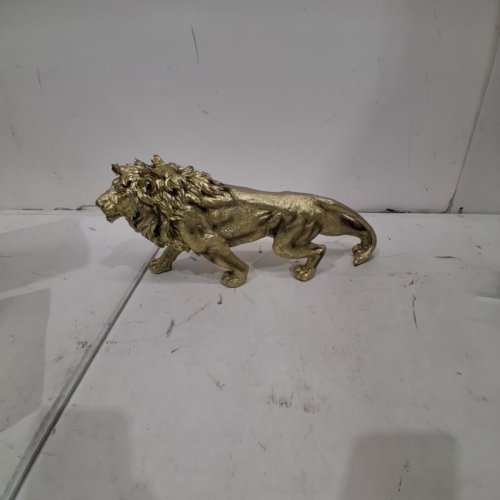 LION ANIMAL STATUE FIGURINE - GOLD BRUSHED image 2
