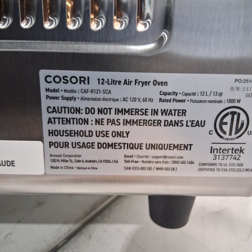 COSORI 11-IN-1 MULTI-FUNCTION AIR FRYER OVEN - 13QT/1800W- SILVER/STAINLESS STEEL (MODEL: CAF-R121-SCA) image 3