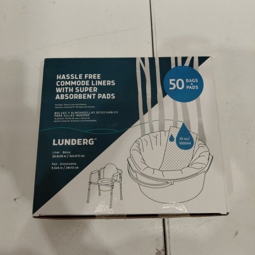 50PK LUNDERG COMMODE LINERS WITH ABSORBENT PADS - 20.5" X 15" - WHITE (MODEL: UPC-LUN-LINPAD50) image 2