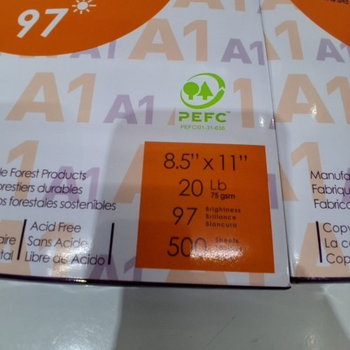 5000PK A1 PREMIUM MULTIPURPOSE COPY/COPIER/LASERJET INKJET PRINTER/FAX/PHOTOCOPY PAPER - 97 BRIGHTNESS - 8.5" X 11" - WHITE image 3