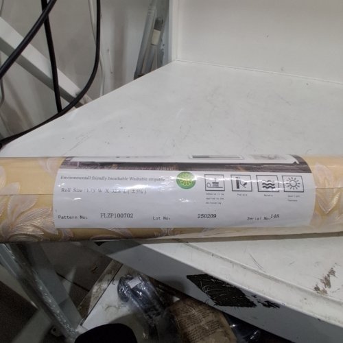 FLZHOME PATTERNED WALLPAPER ROLL - 1.73FT X 32.8FT - BEIGE AND WHITE (STYLE: FLZP100702) image 2