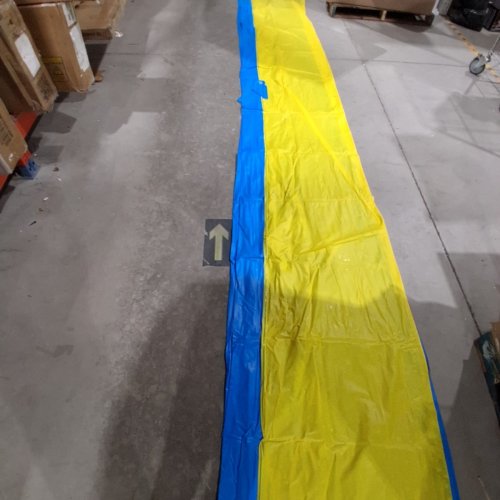 GIANT INFLATABLE OUTDOOR SUMMER SLIP AND SLIDE WITH INFLATABLE RIDERS FOR KIDS AND ADULTS - 29FT - BLUE/YELLOW image 4